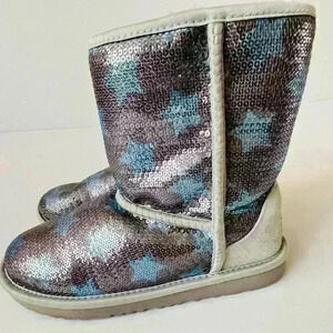 UGG Kid’s Sequin Star Blue Crystal Classic Boots.